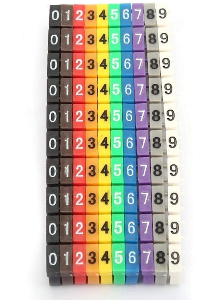 Allecto - Draadnummer - Kabelmarker - 100 stuks - KCM-4 mm 4 mm² - Draadlabel - Perfect voor kabelbeheer - Kunststof