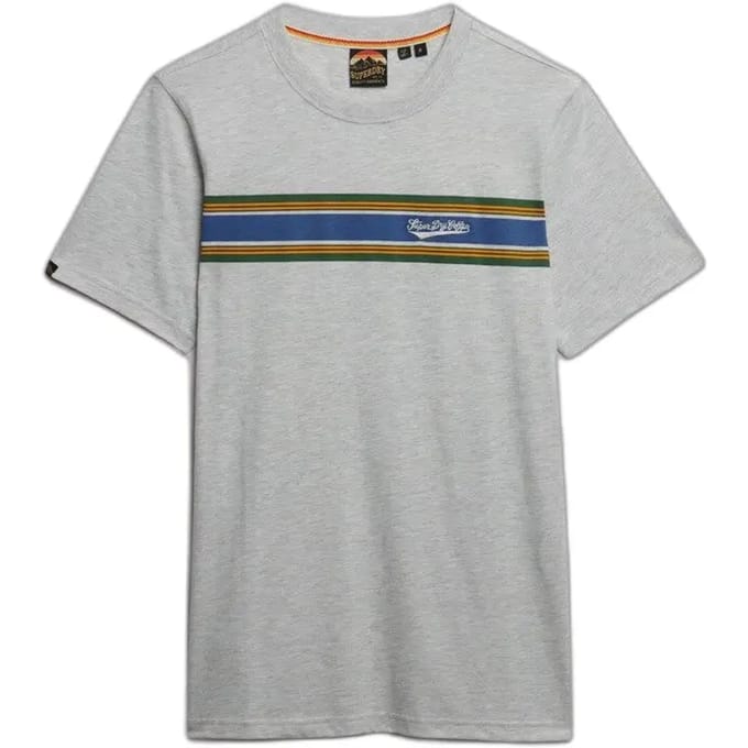 Superdry Outdoor Stripe Logo Relaxed T-shirt Light Grey Grootte: S