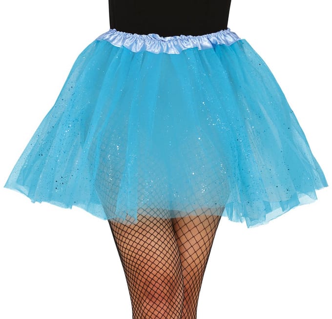 Fiestas Guirca - Glitter tutu sky blue - 40 cm - Carnavalskleding - Carnaval - carnavalskleding 2027 - Carnaval kostuum