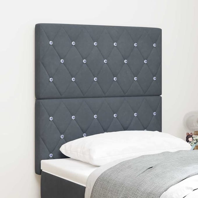 vidaXL - Hoofdbord - Donkergrijs - 80 - cm - Fluweel