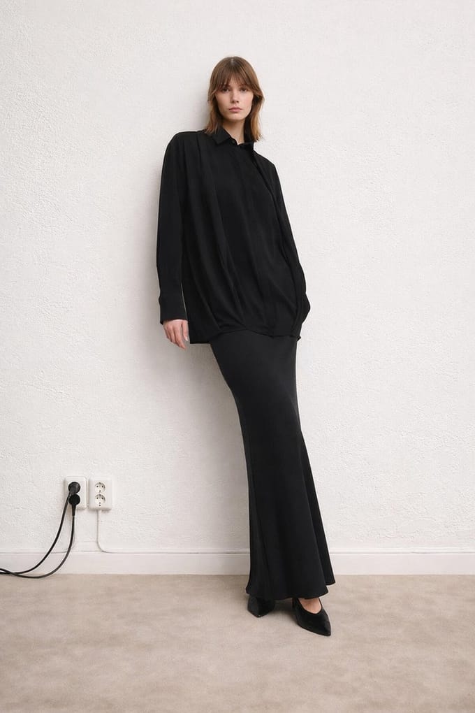 Touché Privé - Gedrapeerde blouse - Zwart - Dames