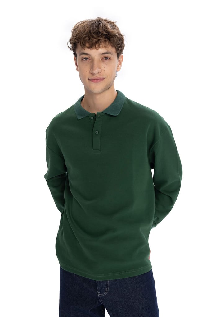 Heren Polo T-Shirt met Lange Mouwen