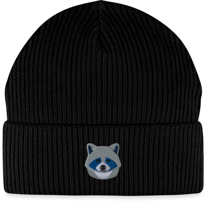 Geborduurde Wasbeer Kop Uniseks Bio Fisherman Beanie