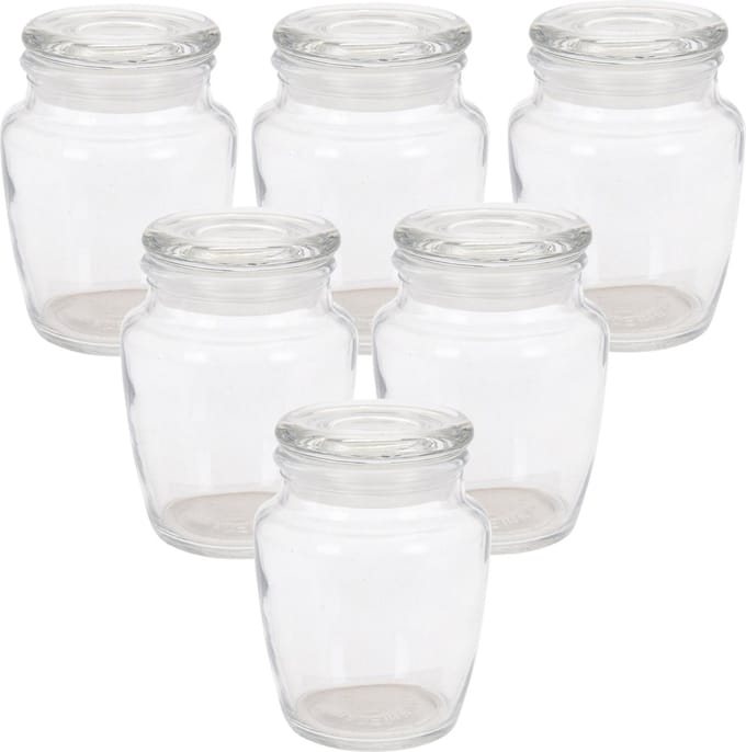 Excellent Houseware Kruiden/voorraadpotjes - 6x stuks - glas - 150 ml