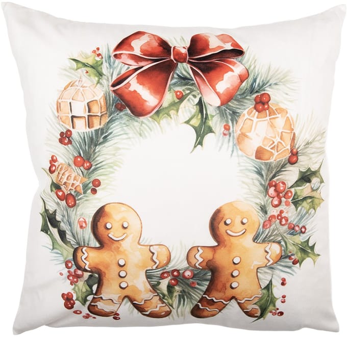 Clayre & Eef Kussenhoes 45x45 cm Wit Polyester
