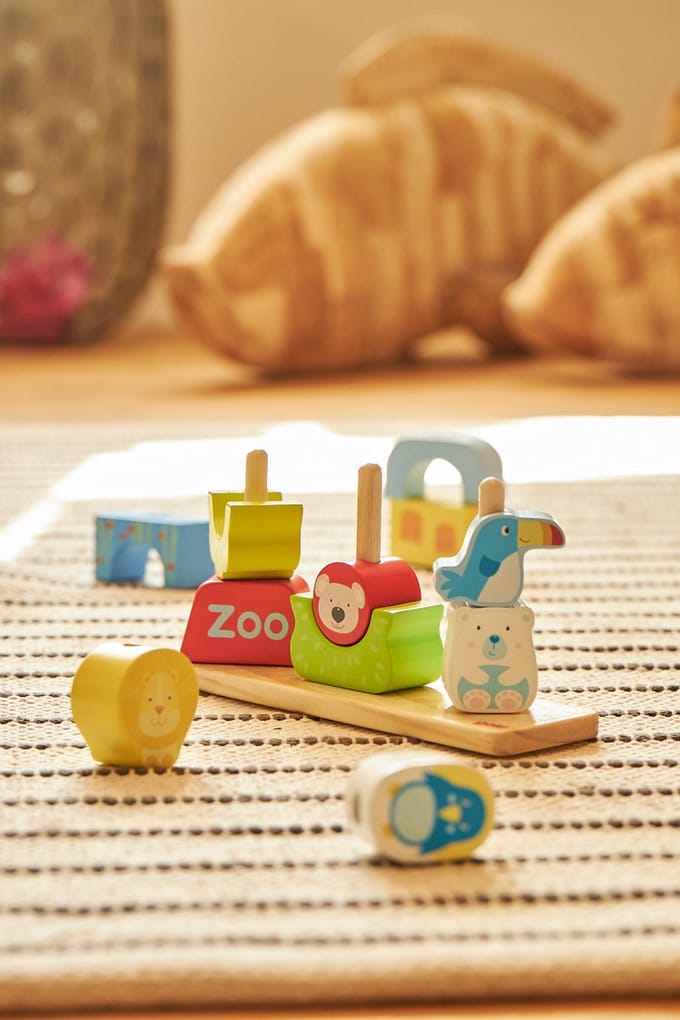 GOKI Stapelspel - Zoo - 12 Delen - Hout - 2 Jaar