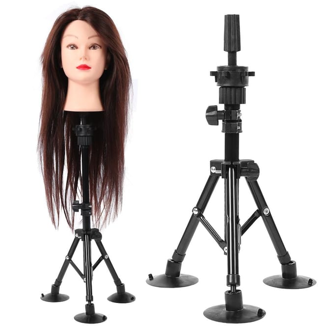 Pruikhoofd Standaard Mannequin Statief Kapsalon Vals Hoofd Vorm Standaard Beugel Zwart black