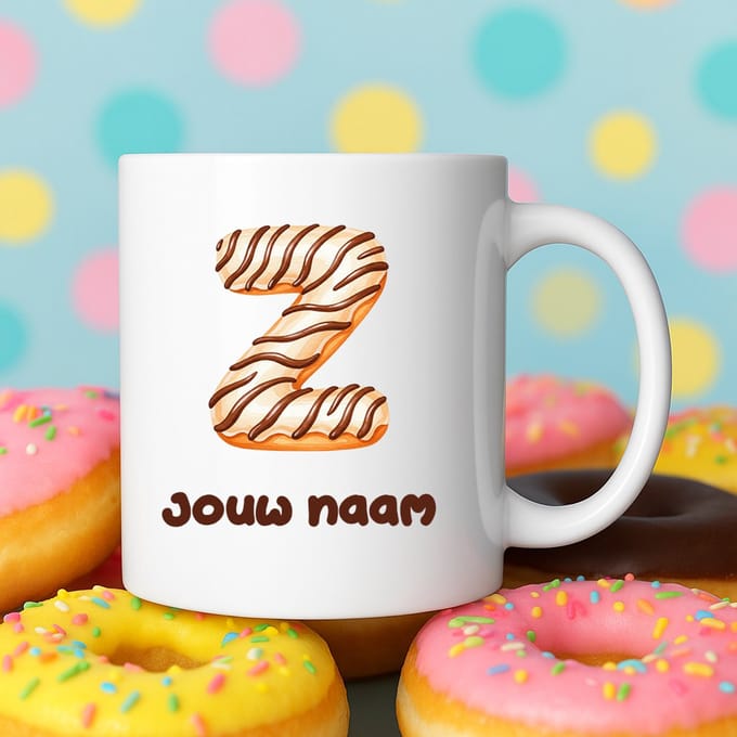 Mok - Donut letter Z – Gepersonaliseerd met naam – Grappige Mokken