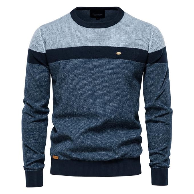 Trui Heren Herfst Nieuw Gestreept Splicing Lange Mouw Heren Gebreide Trui Mode Ronde Hals Heren Casual Trui XL gray