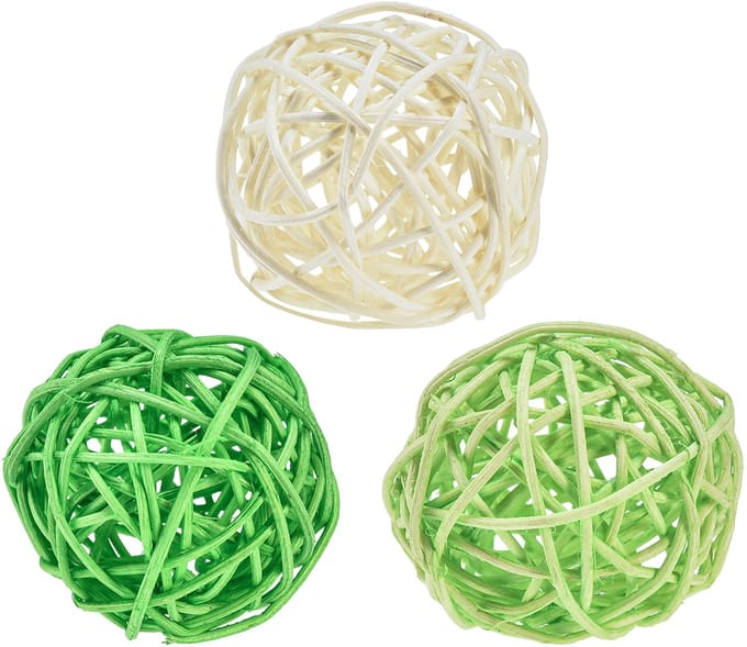 Rotan bollen groen lichtgroen crème assorti rotan Ø5cm 24 st, 24 Stück