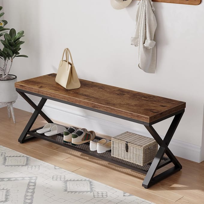 Comfortabele Bank in Rustiek Bruin Design - 47 Inch
