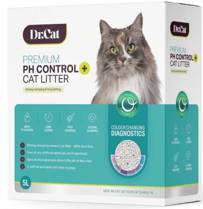 Dr. Cat Premium PH Control+ Kattenbakvulling – pH-indicator – Klontvormend – 6 liter