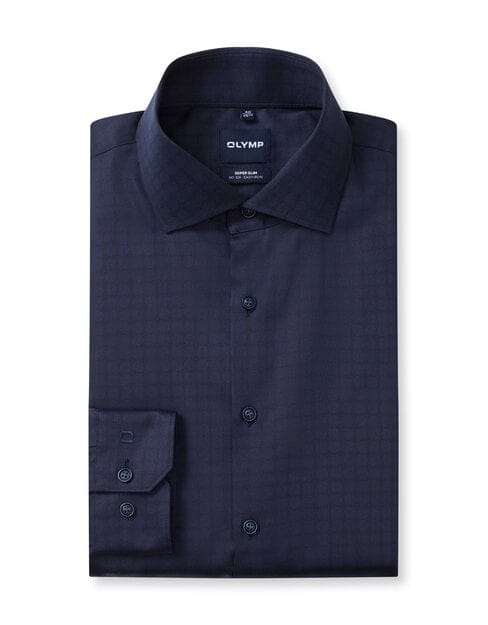 OLYMP No. Six Overhemd, Super Slim, Royal Kent, Marineblauw
