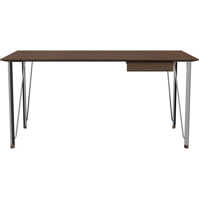 Fritz Hansen FH3605 Bureau met lade - chroom - walnoot