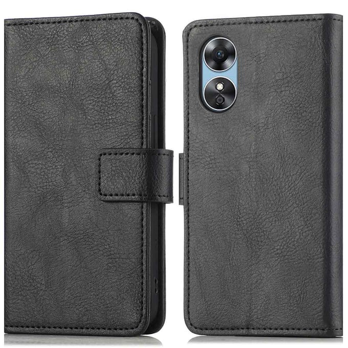 imoshion Hoesje - Geschikt voor Oppo A17 - Luxe Bookcase - Zwart
