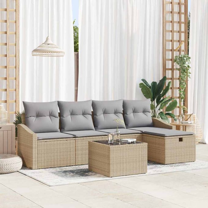 vidaXL - Bankstel - 5 - st - poly - rattan