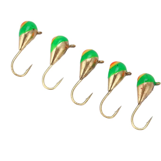 5 STuks IJsvis Haak Scherpe Compacte Maat Draagbare Buiten Vis Haak voor Mannen Visser beige