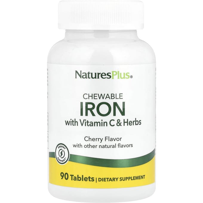 Kauwbaar IJzer, Vitamine C & Kruiden, Kersensmaak, 90 Tabletten