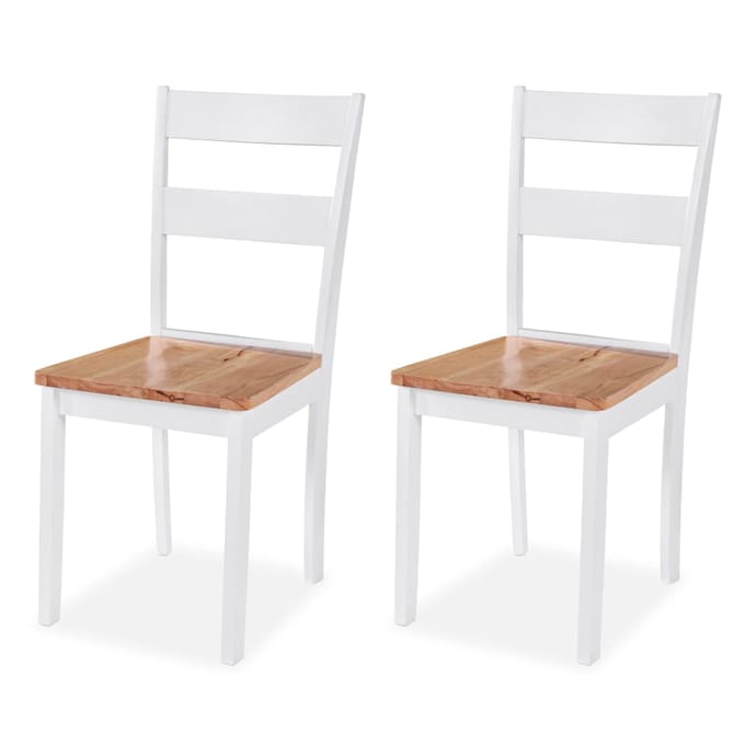 vidaXL - Eetkamerset - MDF - en - rubberwood - wit - 3-delig