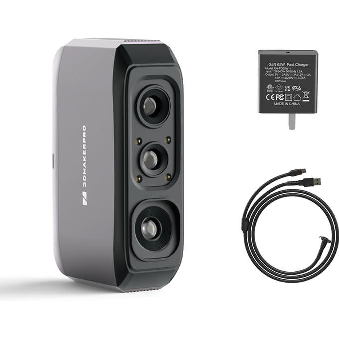 3DMakerpro Moose Lite 3D-scanner - 0,03mm nauwkeurig - 0,07mm resolutie - Monochrome texture - AI-tracking - USB2.0 - Incl. software & accessoires