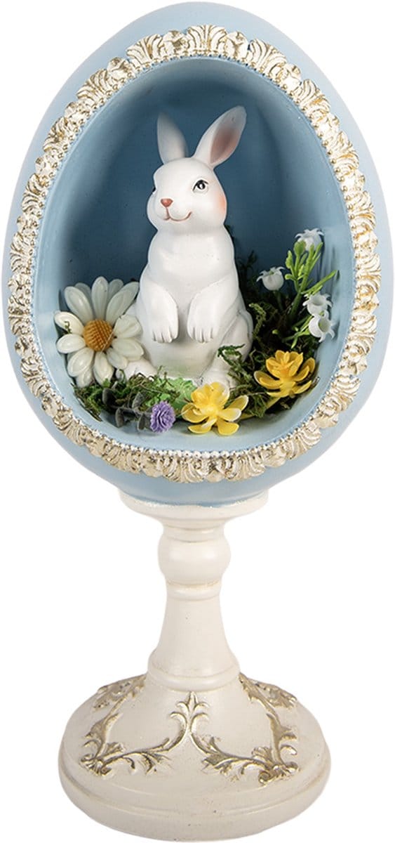 Clayre & Eef Decoratie Beeld Ei 13x12x28 cm Wit Kunststof