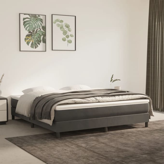 vidaXL - Boxspring - bed - 160x200 - cm - fluweel - donkergrijs
