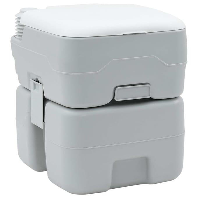 Toilette de Camping Portable Gris et Blanc 41,5 x 36,5 x 42 cm Polyéthylène