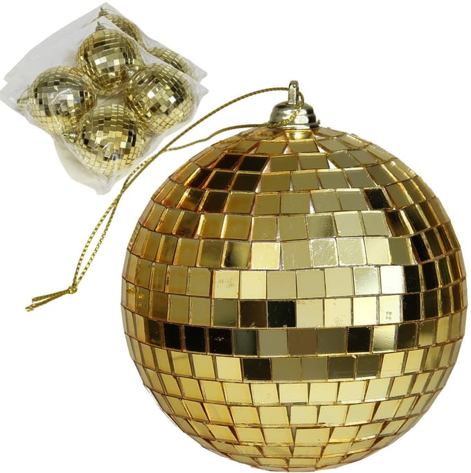 Othmar Decorations discobal kerstballen- 8x - goud -8 cm -kunststof- spiegelbol