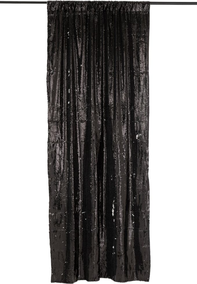 J-Line gordijn Omkeerbaar Sequin - textiel - zwart/zilver
