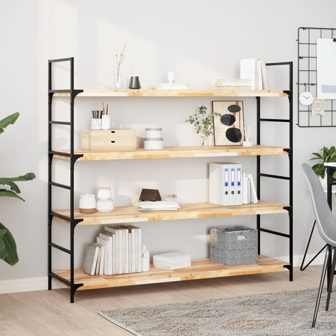 vidaXL - Wandschappen - 4 - st - zwevend - 160x40x4 - cm - onbehandeld - acaciahout