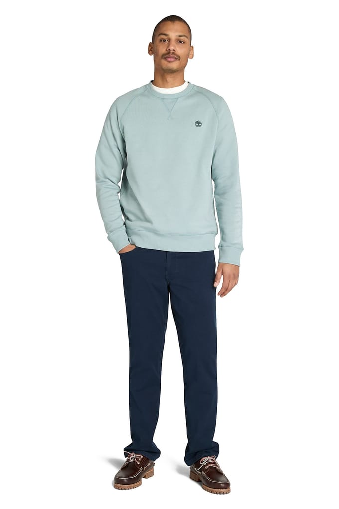 Timberland Exeter River Brushed Back Crew Sweatshirt Silver Blue Größe: S | Pullover Outlet | Herren | Blau