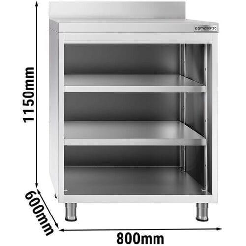 GGM Gastro Bar-Arbeitstisch - Edelstahl - 800x600mm - mit 3 Ablagen