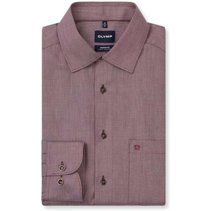 OLYMP Luxor Overhemd, Modern Fit, New Kent, Bordeauxrood