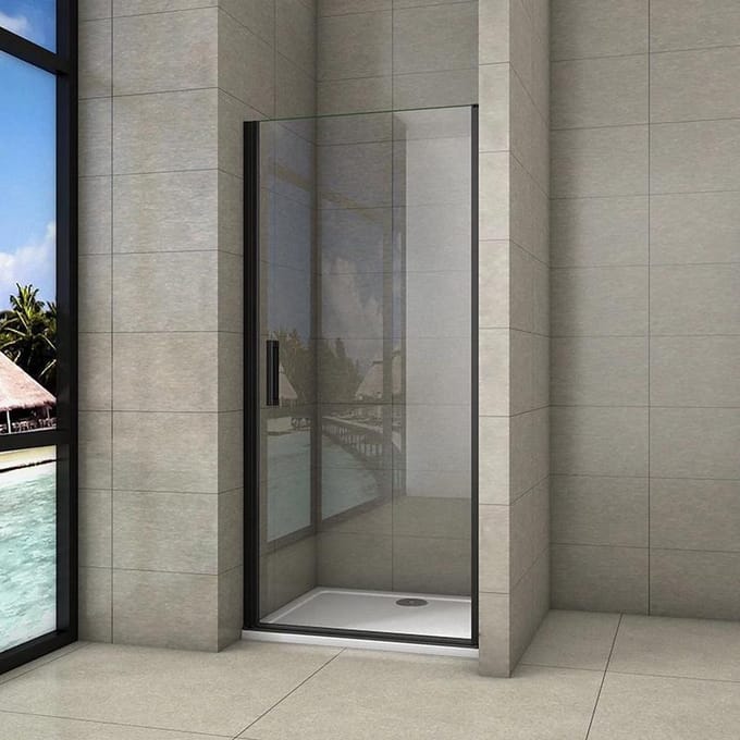 Douche Draaideur, 8mm NANO Coating Helder Veiligheidsglas, Zwart, 90X200cm