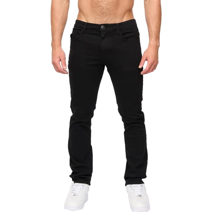 Crosshatch Heren Draker Straight Leg Jeans (Zwart)