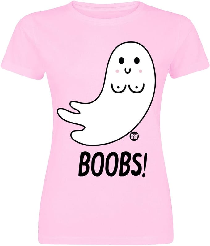 Todd Goldman - Fun T-shirt - Boobs - Ghost - S - voor Vrouwen - lichtroze