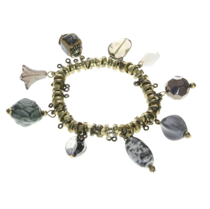 Behave Bedel armband goud kleur met bedels van keramiek 16.5 cm