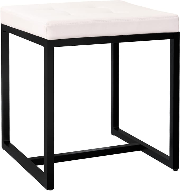 CLP Barci kruk met bekleding en zwart ijzeren frame Kunstleer/creme