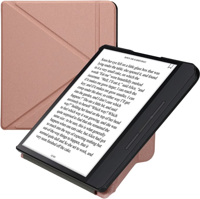 kwmobile e-reader hoesje geschikt voor Kobo Forma hoes - Ereader flip case met standaard - E reader cover van kunstleer - In roségoud