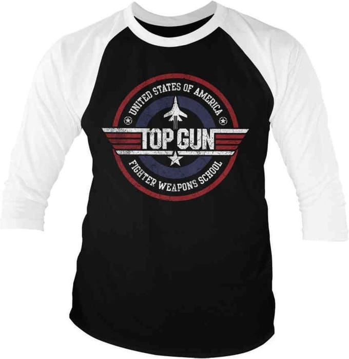Top Gun Raglan top -2XL- Fighter Weapons School Zwart/Wit