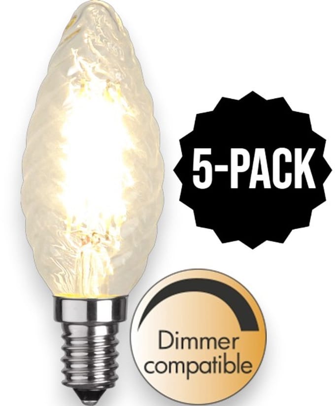 5-Pack | Kaarslamp - E14 - 4.2W - Extra Warm Wit - 2700K - Dimbaar - Filament - Helder