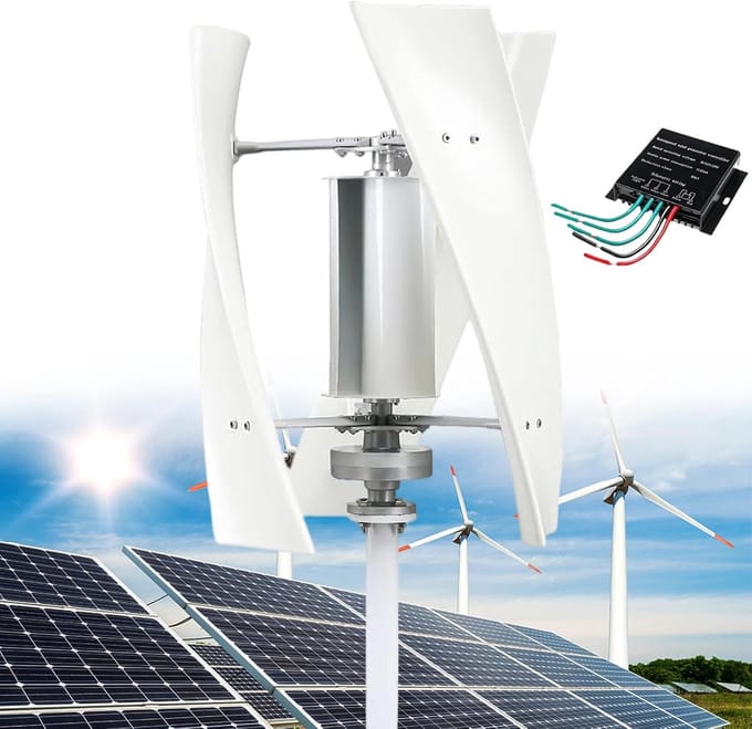Verticale Windturbine - Energie Generator - Duurzame Energie - Lage Opstartwindsnelheid - Diameter 53cm - Wit