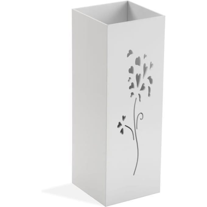 Porte-parapluie - VERSA - Flowers - Bois MDF - Blanc - 48 x 22 x 22 cm blanc