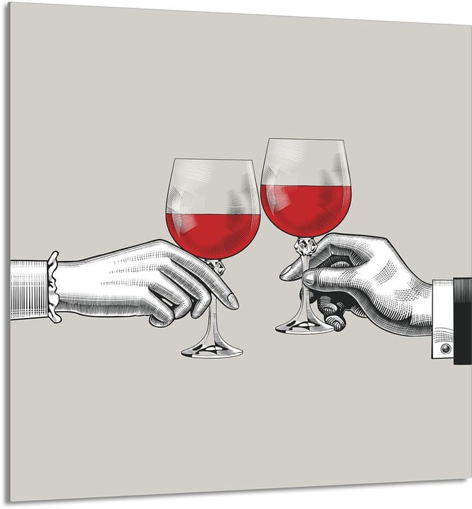 TMK ArtDeko Serie - Snijplank - 60x65 cm - Wijnprint - Gehard Glas