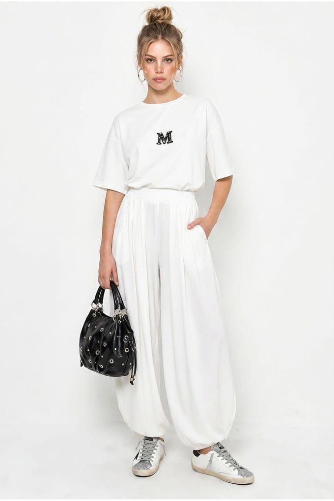 Oversized Crewneck T-shirt en Wijde Broek Set