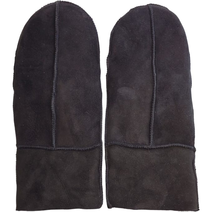 Dames Zwarte Echte Echte Schapenvacht Suède Wanten Warme Handschoenen