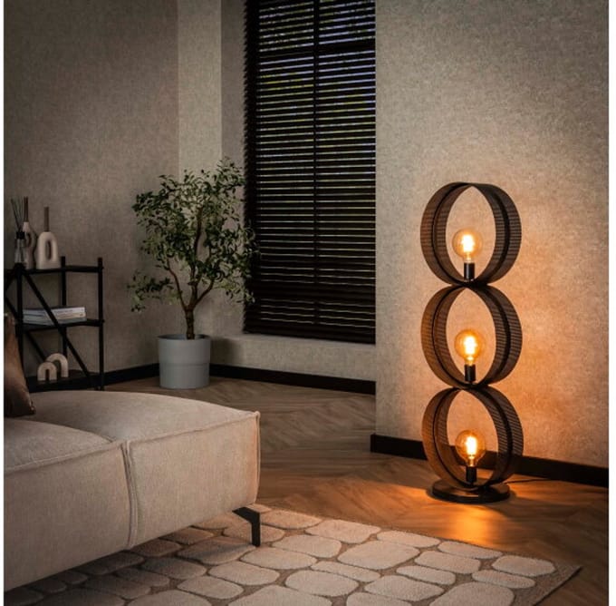 Vloerlamp 3L ring geperforeerd - Charcoal - 40x30x122 cm