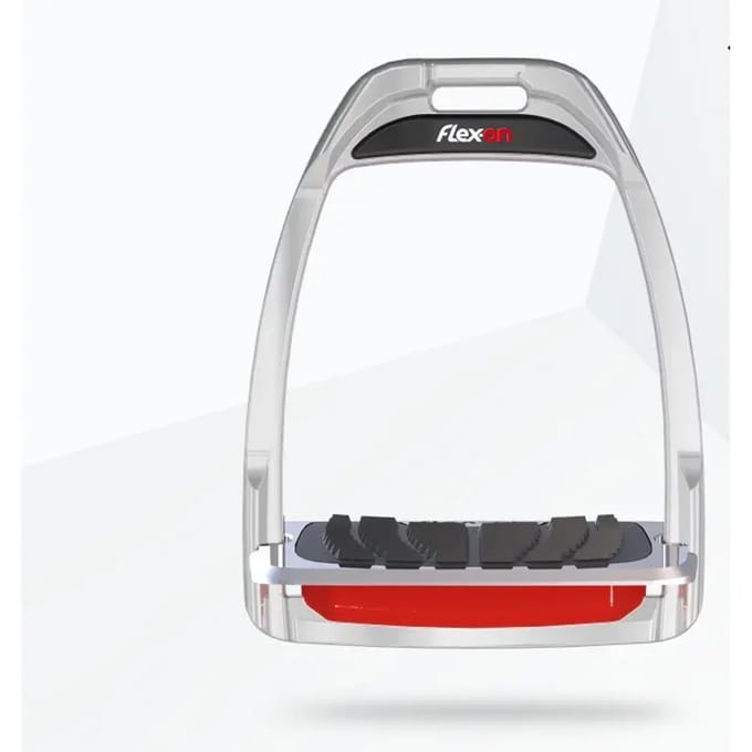 Aluminium rijbeugels met een helling en grip in het oranje Flex-On Hunter H
