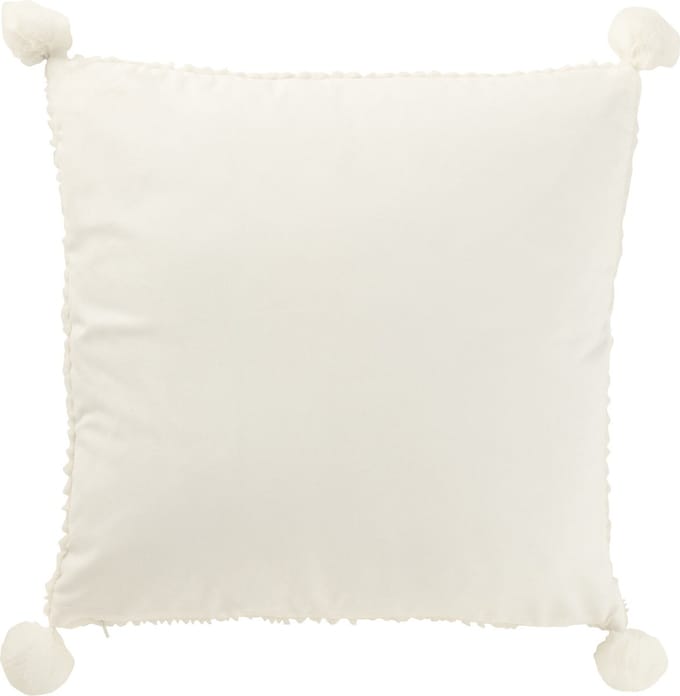 J-Line kussen Zacht Pompoms - polyester - wit