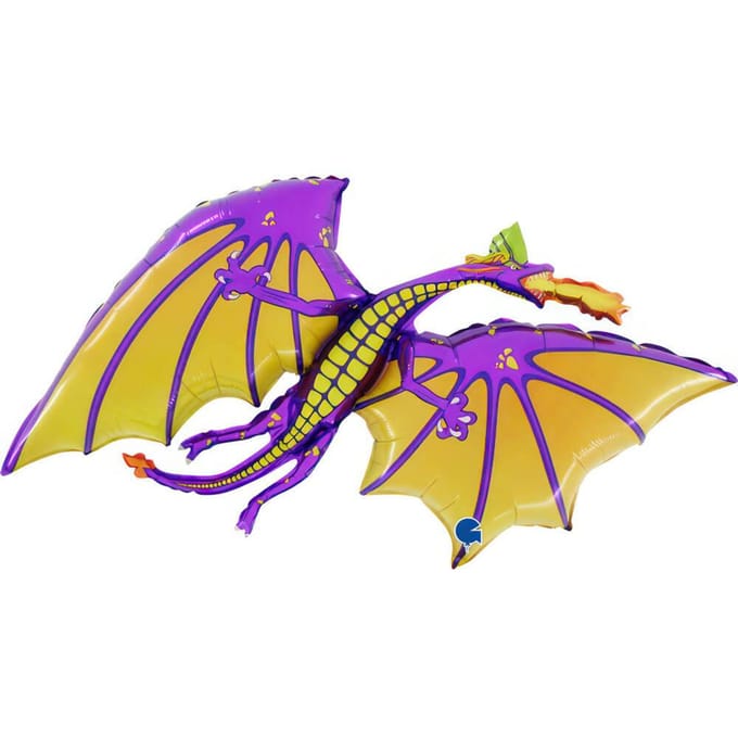 Ballon en Aluminium Dragon Violet, 110cm